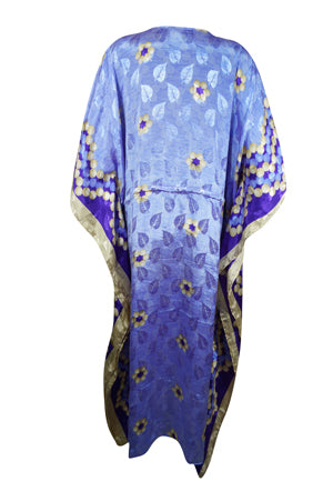 Womens Boho Maxi Kaftan, Purple Floral Caftan, Housedress, Beach Coverup, Summer Caftan  L-2X