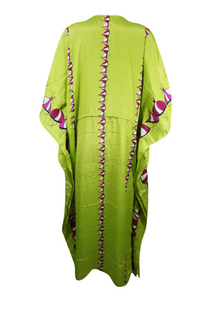Womens Maxi Kaftan, Lime Green Ballerina Caftan, Housedress, Beach Coverup, Summer Caftan L-2X