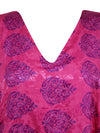 Womens Maxi Kaftan, Magenta Pink Floral Caftan, Housedress, Beach Coverup, Summer Caftan L-2X