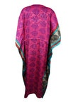 Womens Maxi Kaftan, Magenta Pink Floral Caftan, Housedress, Beach Coverup, Summer Caftan L-2X