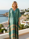 Women’s Sea Green Boho Maxi Kaftan | Handmade Summer Caftan Housedress L-2X