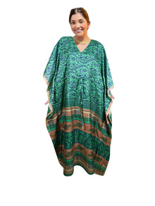  Women's Sea Green Boho Maxi Kaftan – Handmade Summer Caftan Relaxed Housedress L-2X