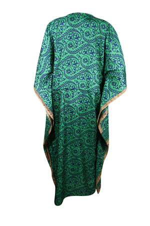 Womens Maxi Kaftan, Sea Green Caftan, Housedress, Beach Coverup, Summer Boho Caftan  L-2X