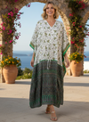 Women’s Clover Leaf Print Boho Maxi Kaftan | Handmade Summer Caftan Dress L-2X