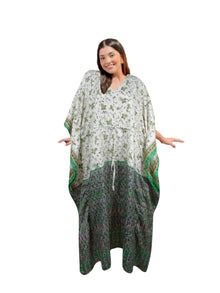  Women's Clover Leaf Print Boho Maxi Kaftan – Handmade Summer Caftan Dress L-2X
