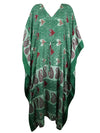 Womens Maxi Kaftan, St Patrick Green Caftan, Housedress, Beach Coverup, Summer Boho Caftan L-2X