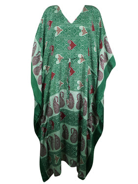 Womens Maxi Kaftan, St Patrick Green Caftan, Housedress, Beach Coverup, Summer Boho Caftan L-2X