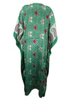 Womens Maxi Kaftan, St Patrick Green Caftan, Housedress, Beach Coverup, Summer Boho Caftan L-2X