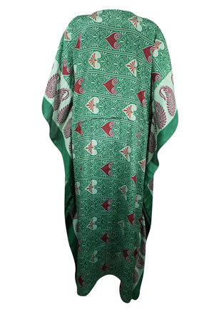 Womens Maxi Kaftan, St Patrick Green Caftan, Housedress, Beach Coverup, Summer Boho Caftan L-2X