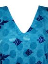 Womens Maxi Kaftan Sky ,Blue Floral Stylish Caftan Housedress Beach Coverup, Summer Boho Caftan L-2X