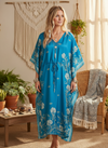 Women’s Cerulean Blue Boho Maxi Kaftan | Handmade Summer Caftan Dress L-2X