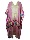 Boho Maxi Kaftan Pink, Beige Paisley Stylish Caftan Housedress Beach Coverup Summer Boho Caftan L-2X