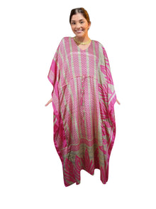  Women's Pink & Beige Paisley Boho Maxi Kaftan – Handmade Stylish Caftan Dress L-2X