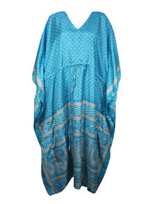  Boho Aqua Blue Maxi Kaftan Summer Caftan Housedress L-2X
