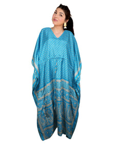  Women's Aqua Blue Bohemian Maxi Kaftan – Handmade Summer Caftan Dress L-2X