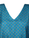 Boho Aqua Blue Maxi Kaftan Summer Caftan Housedress L-2X
