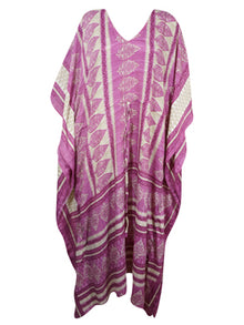  Boho Silk Maxi Kaftan, Mauve Paisley Caftan Dress  L-2X