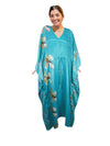 Women's Sky Blue Summer Daisies Maxi Kaftan – Handmade Bohemian Caftan L-2X