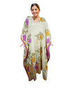 Women's Summer Yellow & Pink Roses Maxi Kaftan – Handmade Boho Beach Caftan  L-2X