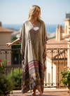 Women’s Handmade Silk Maxi Kaftan – Boho Beach Cover-Up Caftan Dress  L-2X