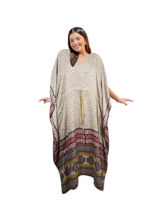  Women's Silk Maxi Kaftan – Handmade Boho Beach Cover-Up Caftan Dress   L-2X