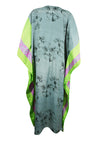 Boho Beach Maxi Dress Kaftan Gray Green Silk Kaftan, L-2X