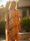 Women’s Tangerine Floral Maxi Kaftan – Boho Eco-Chic Beach Caftan Dress L-2X