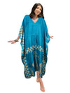 Women's Blue Checkmate Maxi Kaftan – Boho Beach Caftan Dress for Resort Wear L-2X