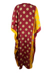 Women Boho Beach Kaftan, Red, Yellow, Maxi Caftan,  L-2X