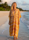 Women’s Yellow & Orange Maxi Kaftan – Boho Beach Caftan Dress L-2X