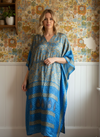 Women’s Dark Blue Dot Maxi Kaftan – Boho Beach Caftan Dress ,L-2X