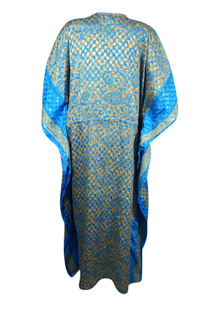 Women Boho Beach Maxi Kaftan Dark Blue, Dot Caftan,L-2X