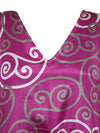 Women Boho Beach Kaftan Magenta Pink Floral Maxi Caftan, L-2X