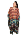 Women's Fire Orange & Black Paisley Maxi Kaftan – Boho Beach Dress L-2X