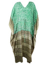 Boho Summer Maxi Kaftan, Mint Green Beach Silk Caftan Dress, L-2X