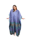 Women's Lapis Blue Silk Maxi Kaftan – Boho Beach Style L-2X