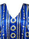 Women Boho Beach Kaftan, Admiral Blue, Red Maxi Caftan, L-2X