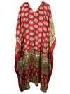 Womens Summer Kaftan, Rose Red, Beige Beach Caftan L-2X