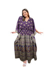 Women's Mauve Purple Floral Maxi Kaftan – Boho Beach Cover-Up Dress L-2X