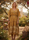 Women’s Yellow Gold Recycled Silk Maxi Kaftan – Boho Kimono Style Caftan Dress L-2X