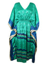 Boho Summer Maxi Kaftan For Women's Persian Green Print Caftan Dress L-2X