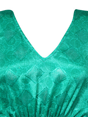 Boho Summer Maxi Kaftan For Women's Persian Green Print Caftan Dress L-2X