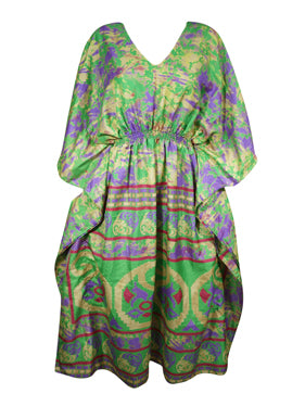 Boho Summer Maxi Kaftan For Women's Green, Purple Tie Print Caftan Dress L-2X