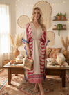 Pink Floral Print Maxi Kaftan for Women | Boho Summer Caftan Dress L-2X
