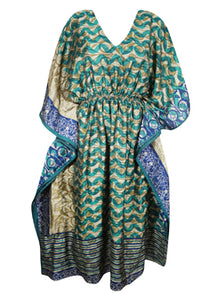  Boho Summer Maxi Kaftan For Women's  Green, Blue Floral  Caftan Dress L-2X