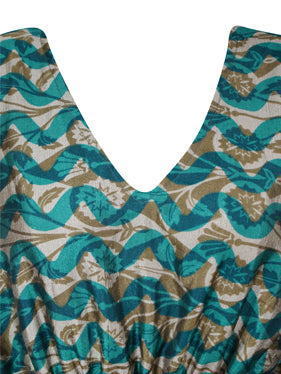 Boho Summer Maxi Kaftan For Women's  Green, Blue Floral  Caftan Dress L-2X