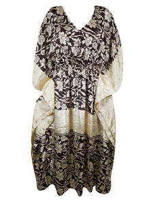  Boho Summer Maxi Kaftan For Women's Black, White  Floral Print Caftan Dress L-2X