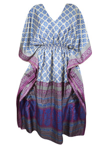  Boho Summer Maxi Kaftan For Women, Blue, Floral Caftan Dress L-2X