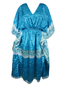  Boho Summer Maxi Kaftan For Women, Sky Blue Floral Caftan Dress L-2X