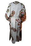 Boho Summer Maxi Kaftan For Women White, Brown, Floral Beach Wear Caftan L-2X